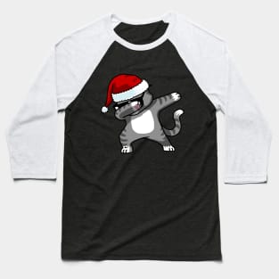 Santa Hat Dabbing Cat T-Shirt Christmas Gifts for Cat Lovers Baseball T-Shirt